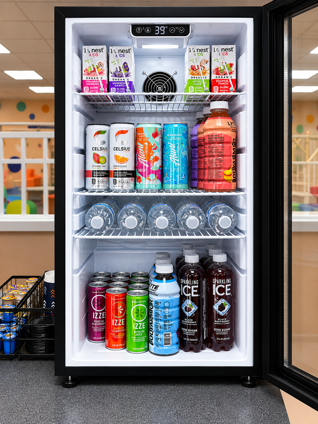 Cold drinks fridge at Little Beans